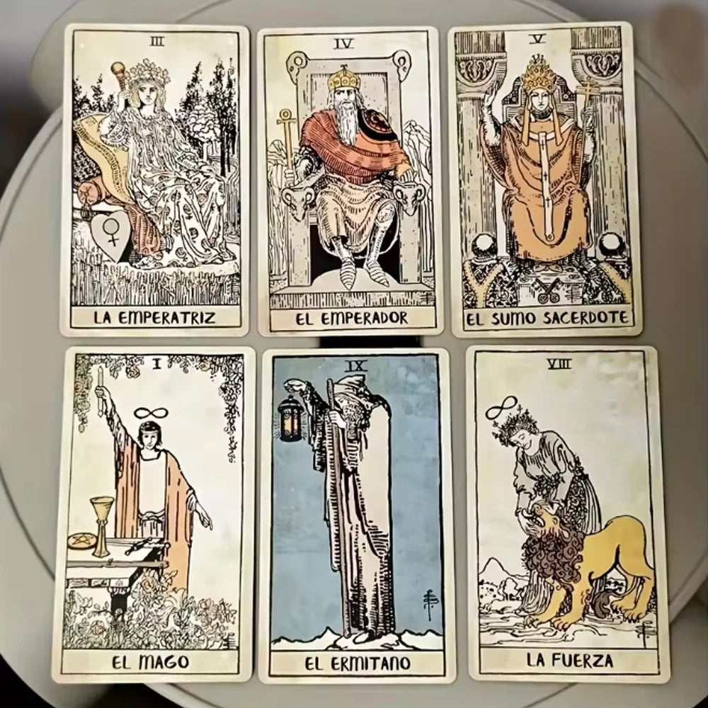 🎴 Tarot Cards Spanish Vintage Tarot Deck Spanish Edition 78pcs﻿ | Suitable for Beginners & Enthusiasts | Birthday Gift & Party Game