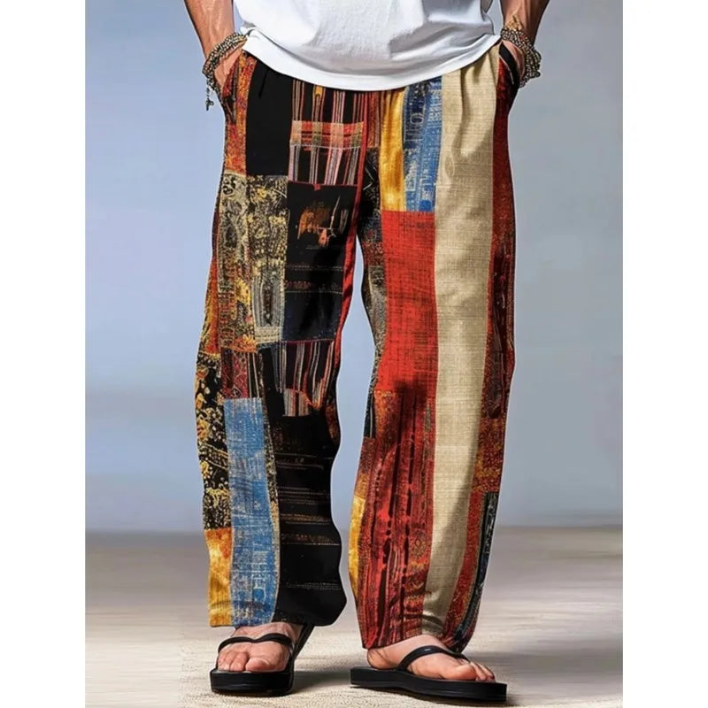 ✨ The Matrix-Vibe 3D Geometric Summer Beach Pants: Premium Quick-Dry Men's Casual Drawstring Trousers with Elastic Waist, Hyper-Realistic Optical Prints, and Full Family Sizing (Kids to Adult 5XL)
