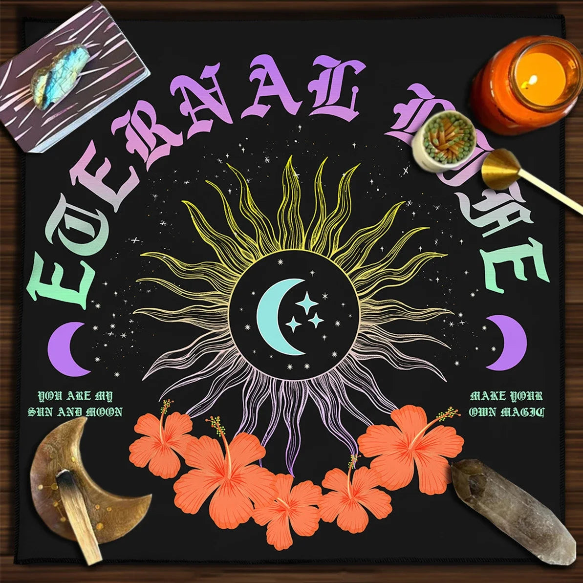 🃏 Mandala Tree of Life Tarot Tablecloth – Sea Velvet Square Butterfly Altar Cloth for Tarot Readings, Terrace Dining & Multi-Purpose Mystic Decor 022