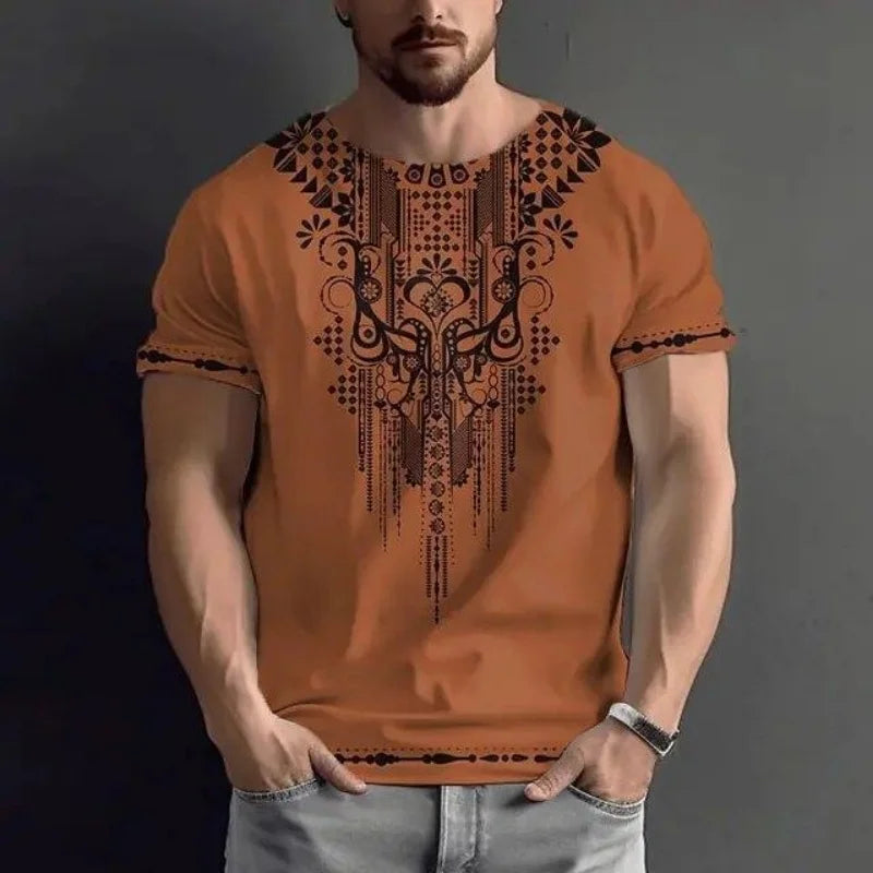 ✨ The Luxury Retro Ethnic Edition: Premium Men’s 3D Printed T-Shirt – High-Definition Colorful Tribal Graphic Print, Breathable Quick-Dry Performance Fabric, and Sophisticated Oversized Luxury Streetwear Tee Tshirt-YSY46996