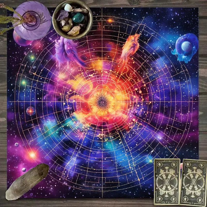 🔥 VIKAMA Cosmic Astrology Tablecloth | Dream Nebula Mystic Constellation Waterproof Altar Cloth for Meditation & Divination YLB-685