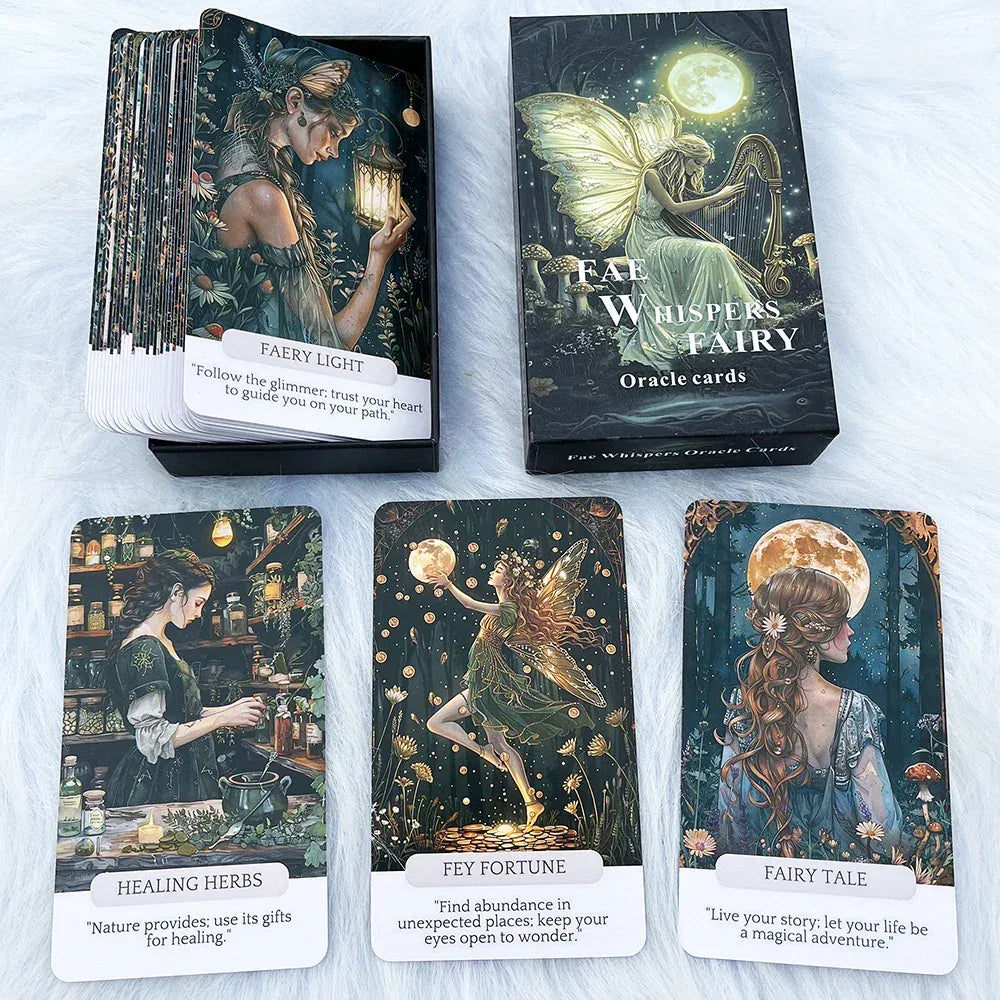 Fae Whispers Fairy Oracle Cards – 54-Card English Deck for Spiritual Inspiration, Meditation & Fairycore Aesthetic
