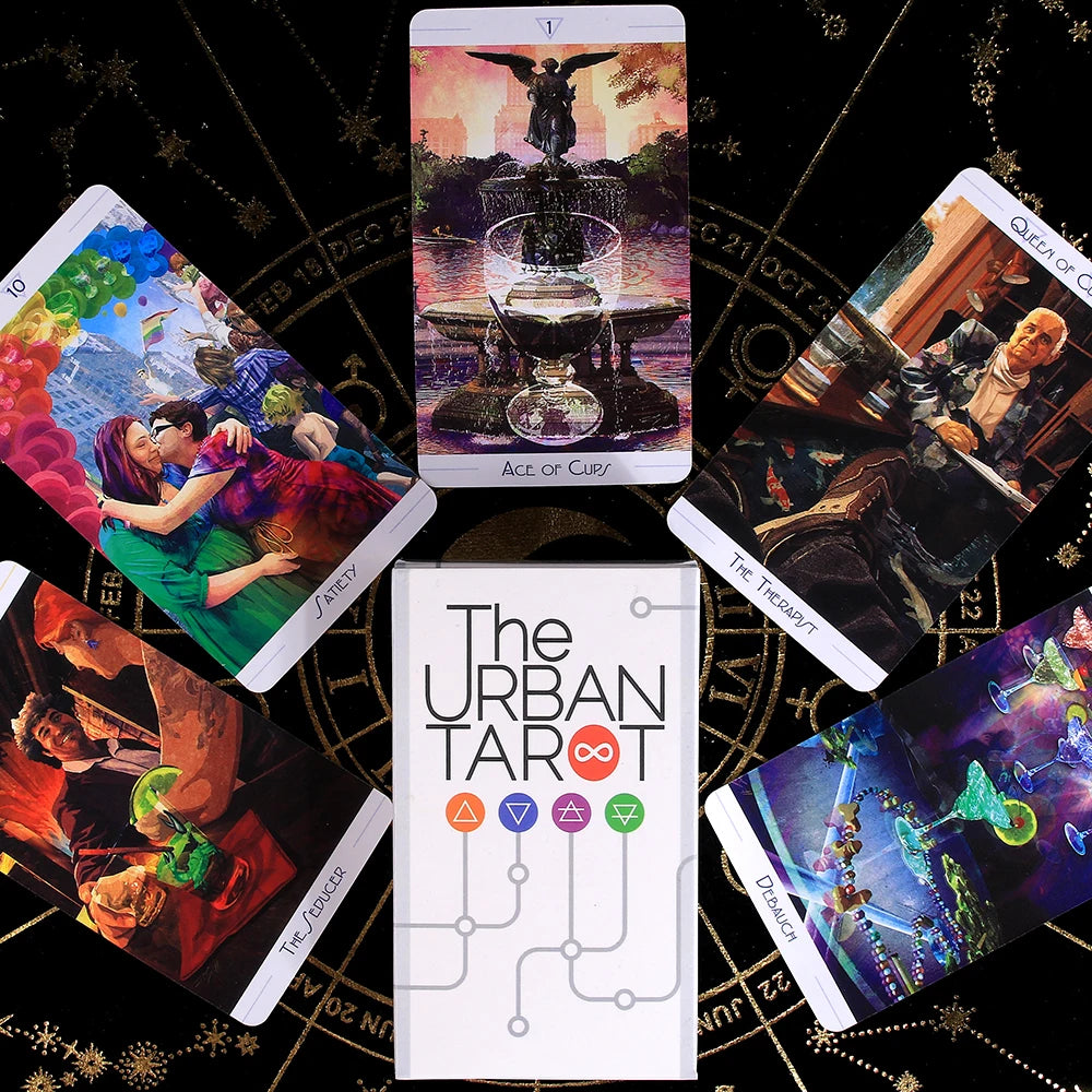 The Urban Tarot by Robin Scott is a modern, beautifully illustrated 78-card tarot deck paired with an 84-page guidebook