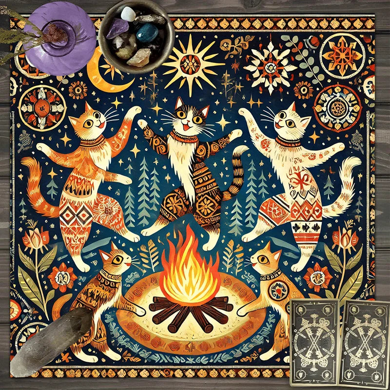 🔥 Gorgeous Bohemian-Style Square Altar Cloth | Tarot Reading Mat & Astrology Tablecloth – Mystical Home Decor for Witchcraft