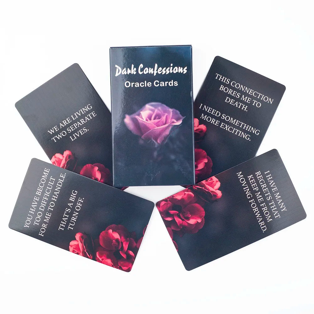 Dark Confession Oracle Cards – 50-Card Twin Flame & Love Keywords Deck with Messages for Psychic Divination and Board Games