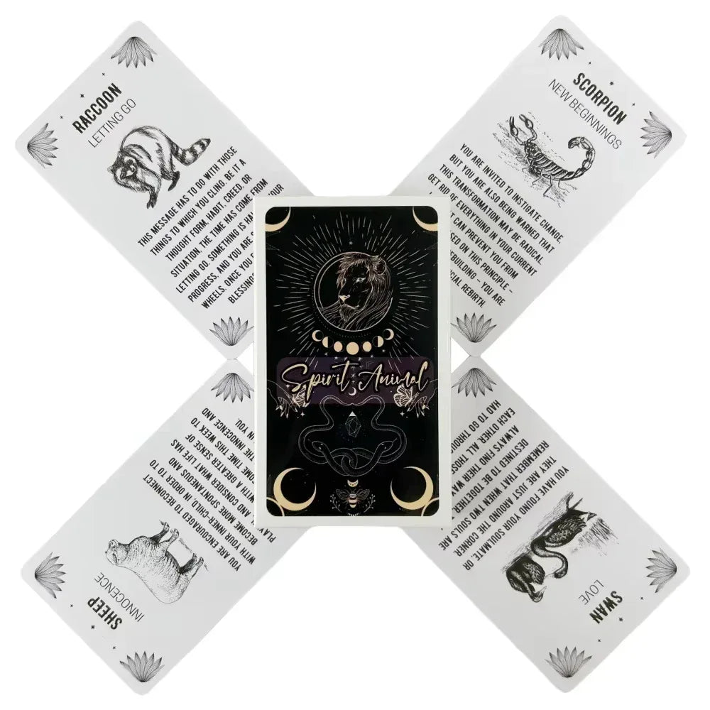 🐾 Spirit Animal Oracle Cards – 54 Cards | Beginner-Friendly | Meanings Printed on Cards | Oracle Deck for Divination and Meditation | Perfect Gift Set