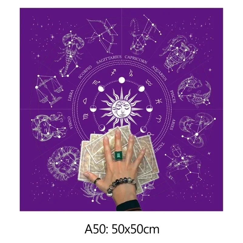🎲 Square Shape Pendulum Divination Altar Tablecloth | Tarot Pad & Rune Table Cloth – Astrology Oracle Board Game Mat