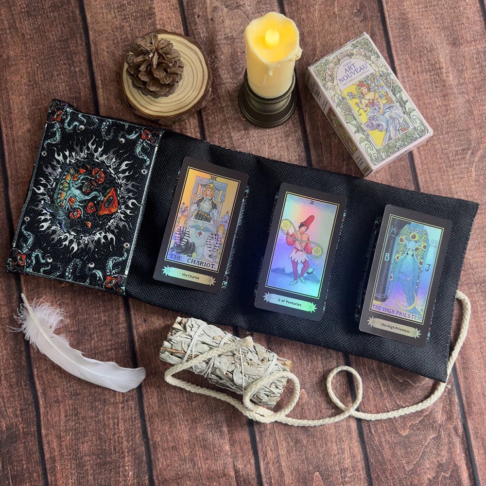 🌿 Floral Tree of Life Tarot Storage Bag with Moon Starry Sky Wrap Pouch – Multi-functional Tarot Deck Protector and Divination Table Cloth