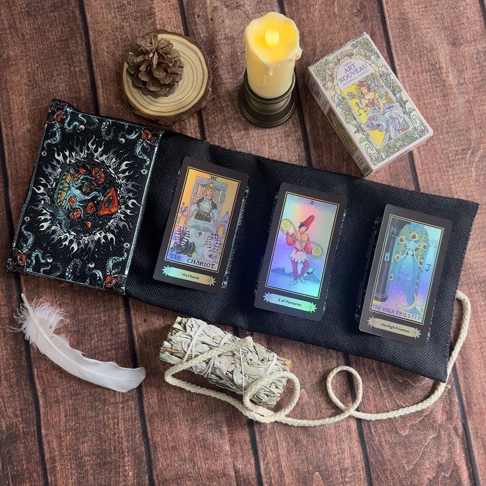 🌿 Floral Tree of Life Tarot Storage Bag with Moon Starry Sky Wrap Pouch – Multi-functional Tarot Deck Protector and Divination Table Cloth
