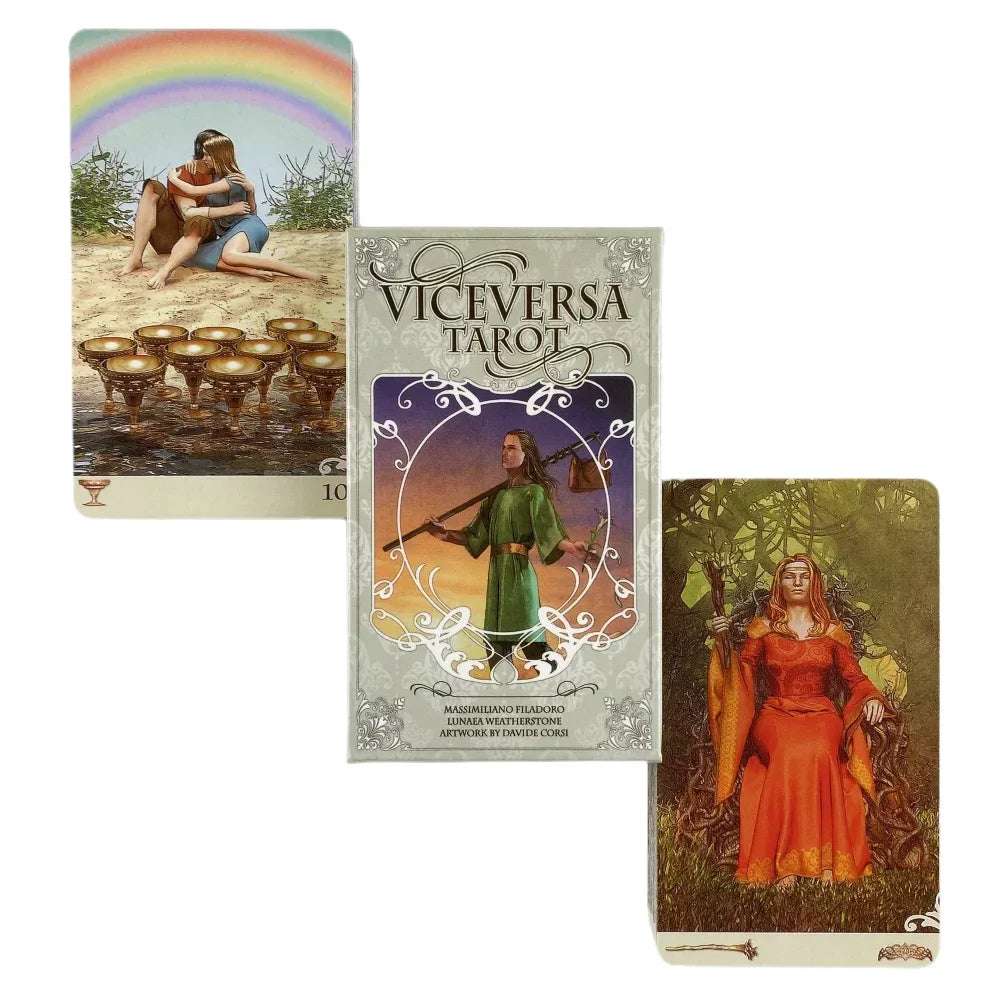 Viceversa Tarot Cards – 78-Card English Oracle Deck with Dual-Sided Art for Divination and Family Board Games