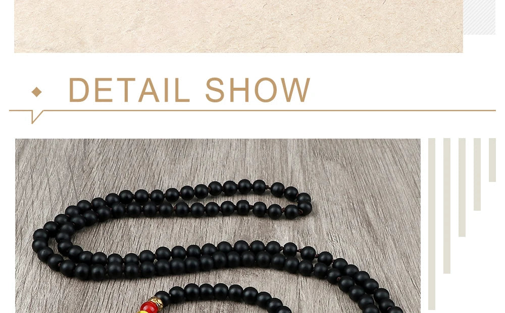 🌑 Black Onyx & 7 Chakra Mala: Shiny/Matte 108 Bead Necklace & Wrap Bracelet – Grounding, Protection & Anxiety Relief Meditation Rosary