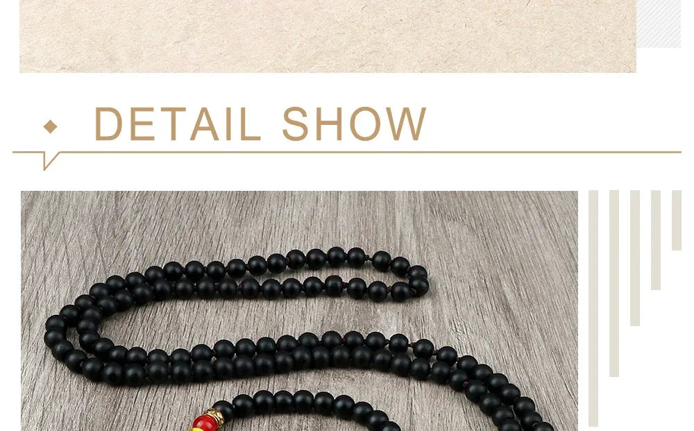 🌑 Black Onyx & 7 Chakra Mala: Shiny/Matte 108 Bead Necklace & Wrap Bracelet – Grounding, Protection & Anxiety Relief Meditation Rosary