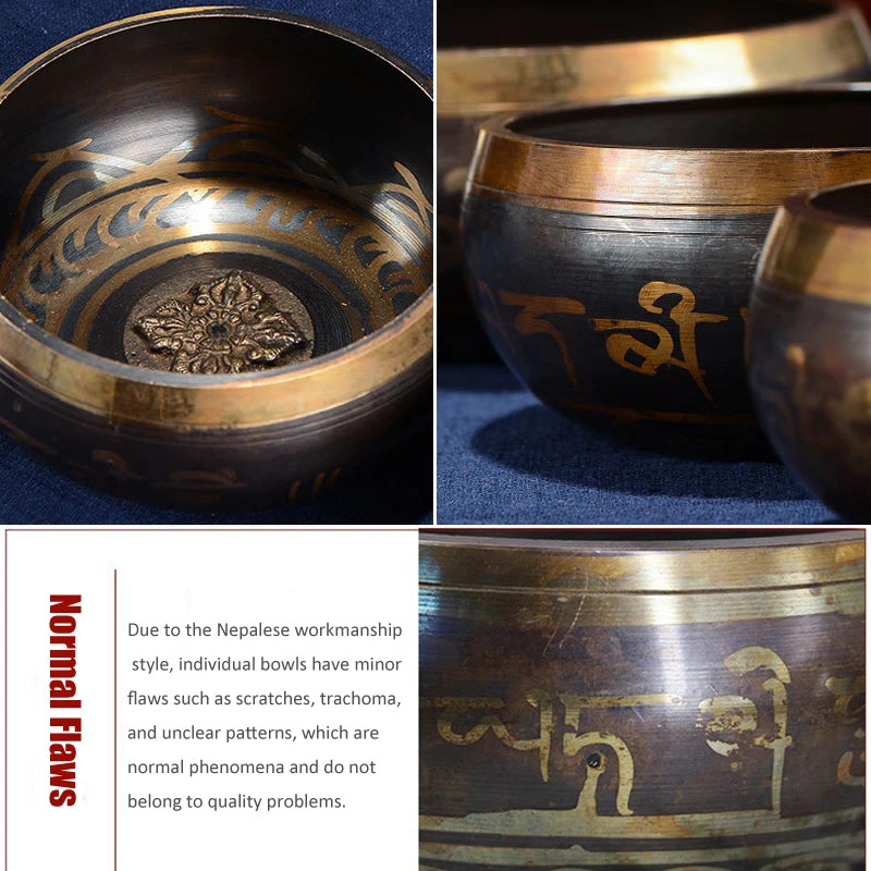 🔔 Tibetan Singing Bowl Set Sound Bowls Meditation Nepal Music Bowl Buddhism for Meditation Yoga Stress Relief Tibet Copper Bowl