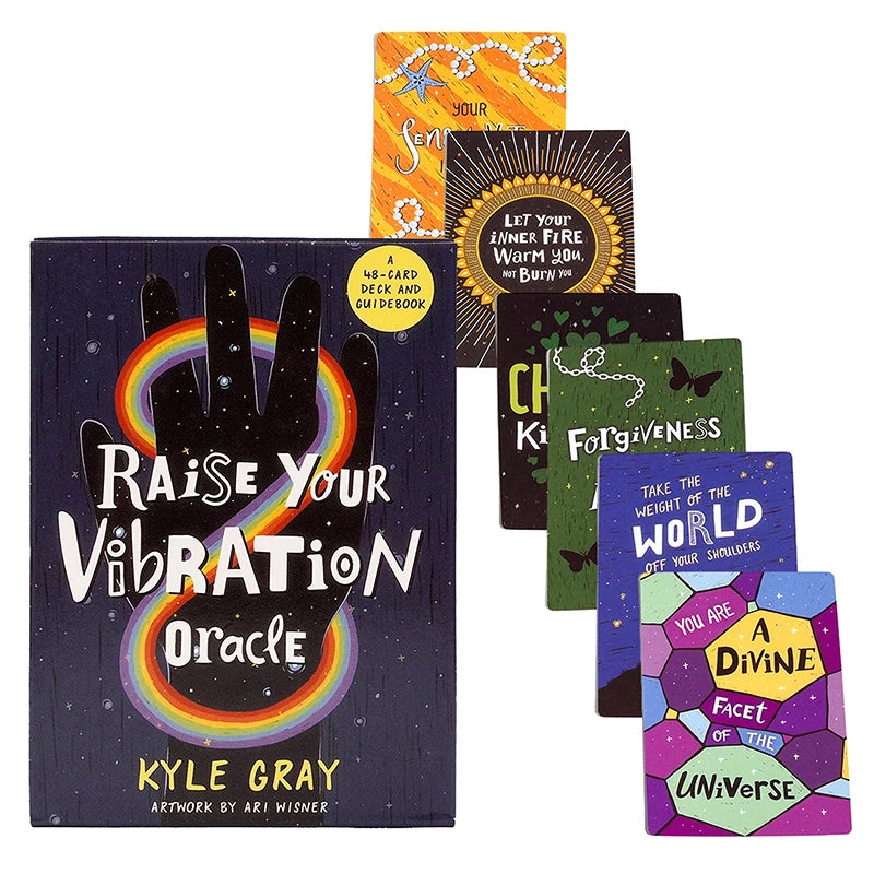 🌟 Raise Your Vibration Oracle Cards – 48 Cards Family-Friendly Board Game Positive Energy, Mindfulness & Inspiration Portable 10.3 x 6 cm Deck
