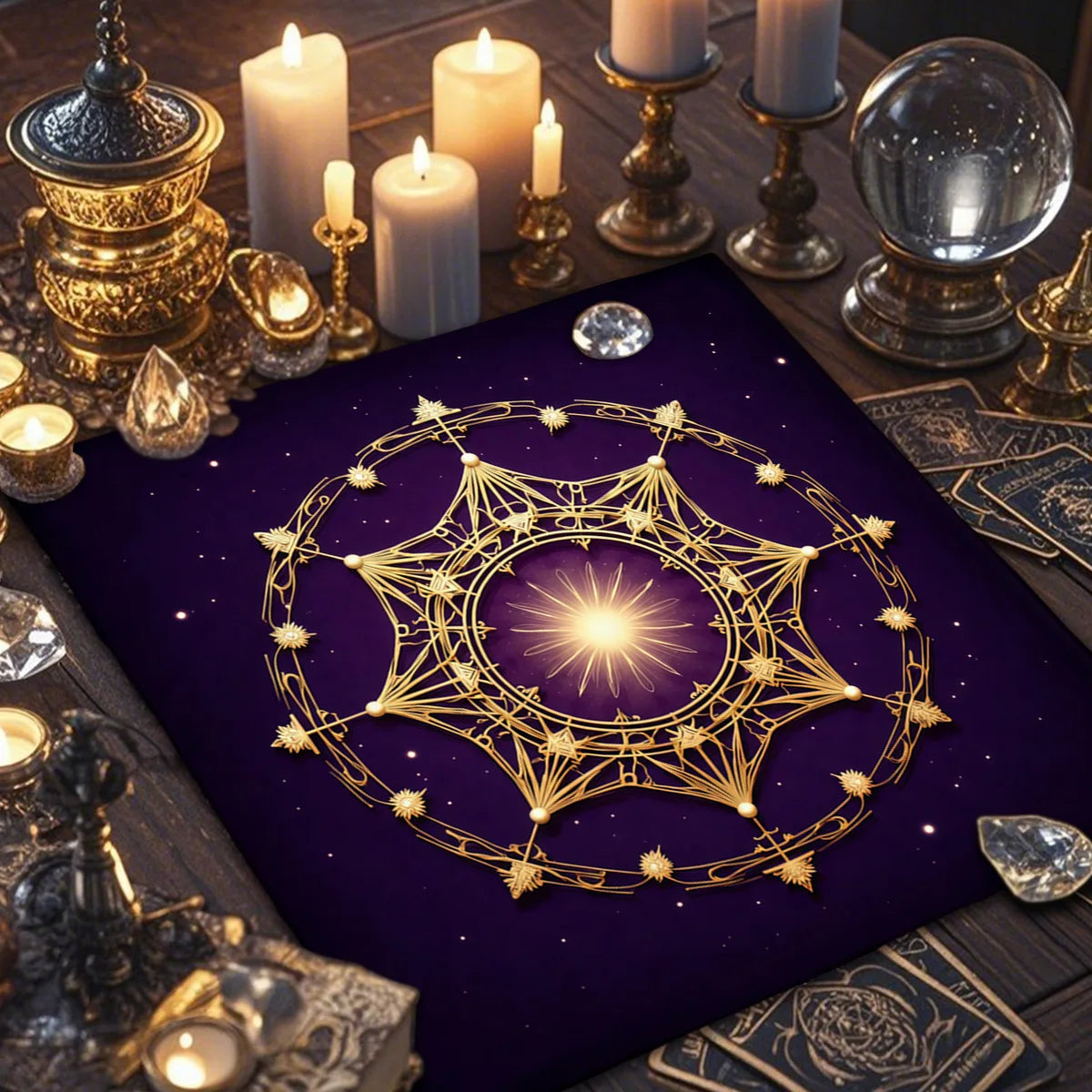 🃏 Creative Astrology Tarot Tablecloth – Altar Ritual Cloth & Party Decoration, A Perfect Gift for Tarot and Zodiac Enthusiasts