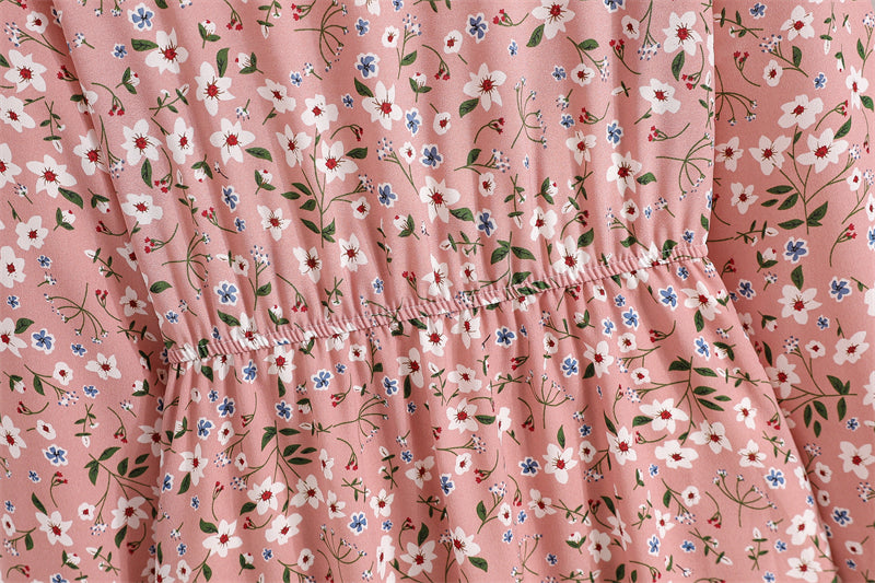 👗 Women’s Bohemian Maxi Dress – Spring Autumn Casual Chiffon Dress with Full Sleeves, High Waist, and Floral Print