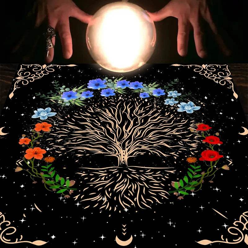 Moon Phase Tarot Card Tablecloth - Gold for Spiritual Readings and Rituals