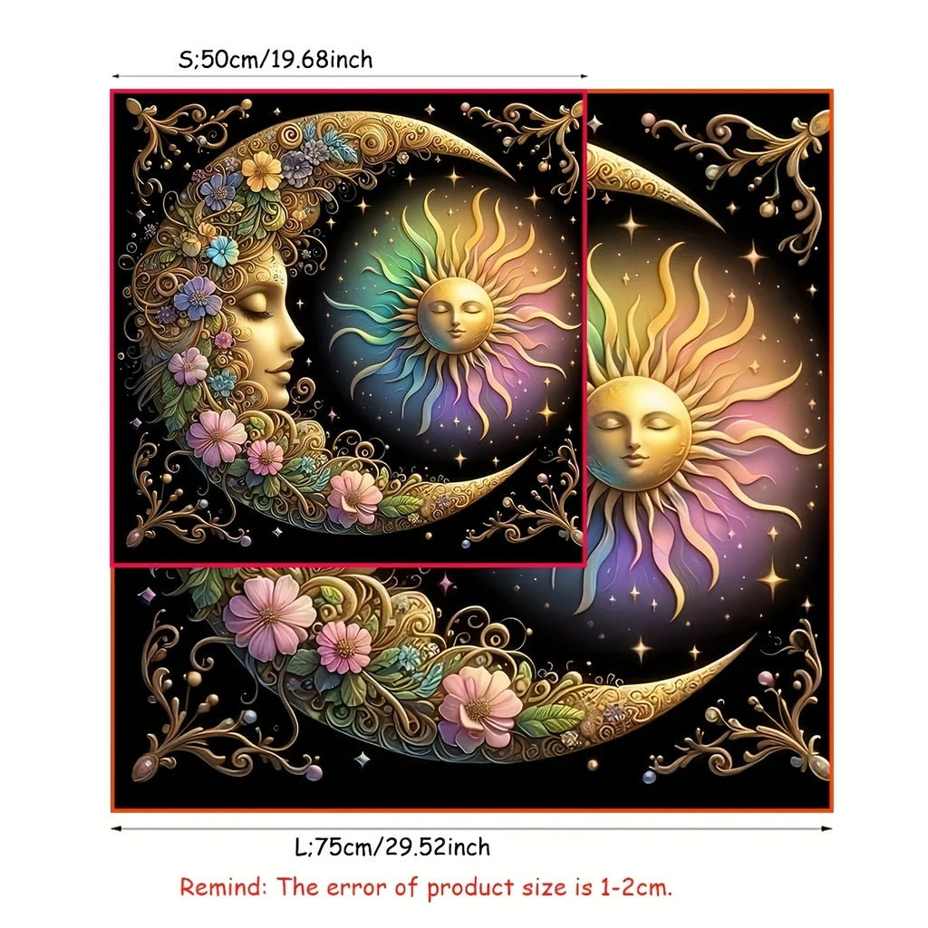 1pc Tablecover Elegant Sun and Moon Mandala Talobu Altar Cloth Starry Sky Table Cloth Witchcraft Astrology Black Oracle Mat Taro
