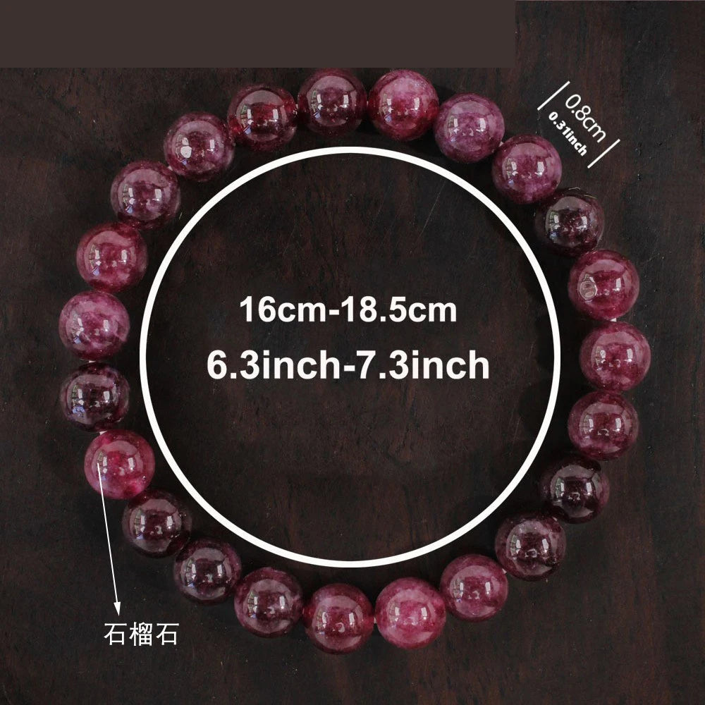 ✨ Garnet Stone Beaded Bracelet for Women – 8mm Natural Stone Jewelry – Elegant and Energizing