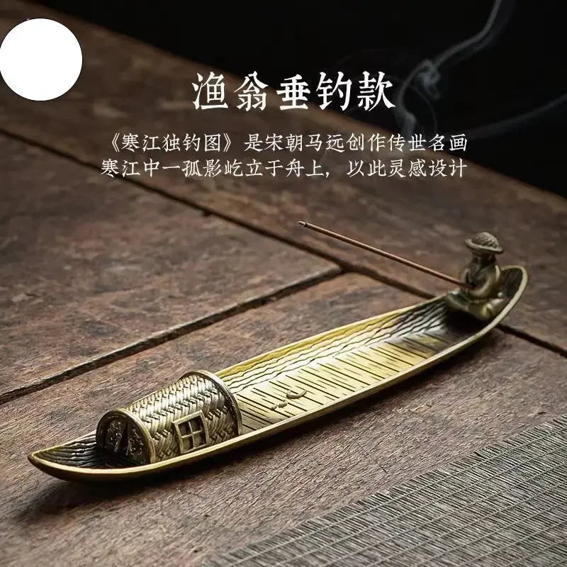 🚣‍♂️ Japanese Style Incense Holder – Old Men Fishing Boat Design | Aromatherapy Stick Burner & Zen Home Decor Ornament | Free Shipping