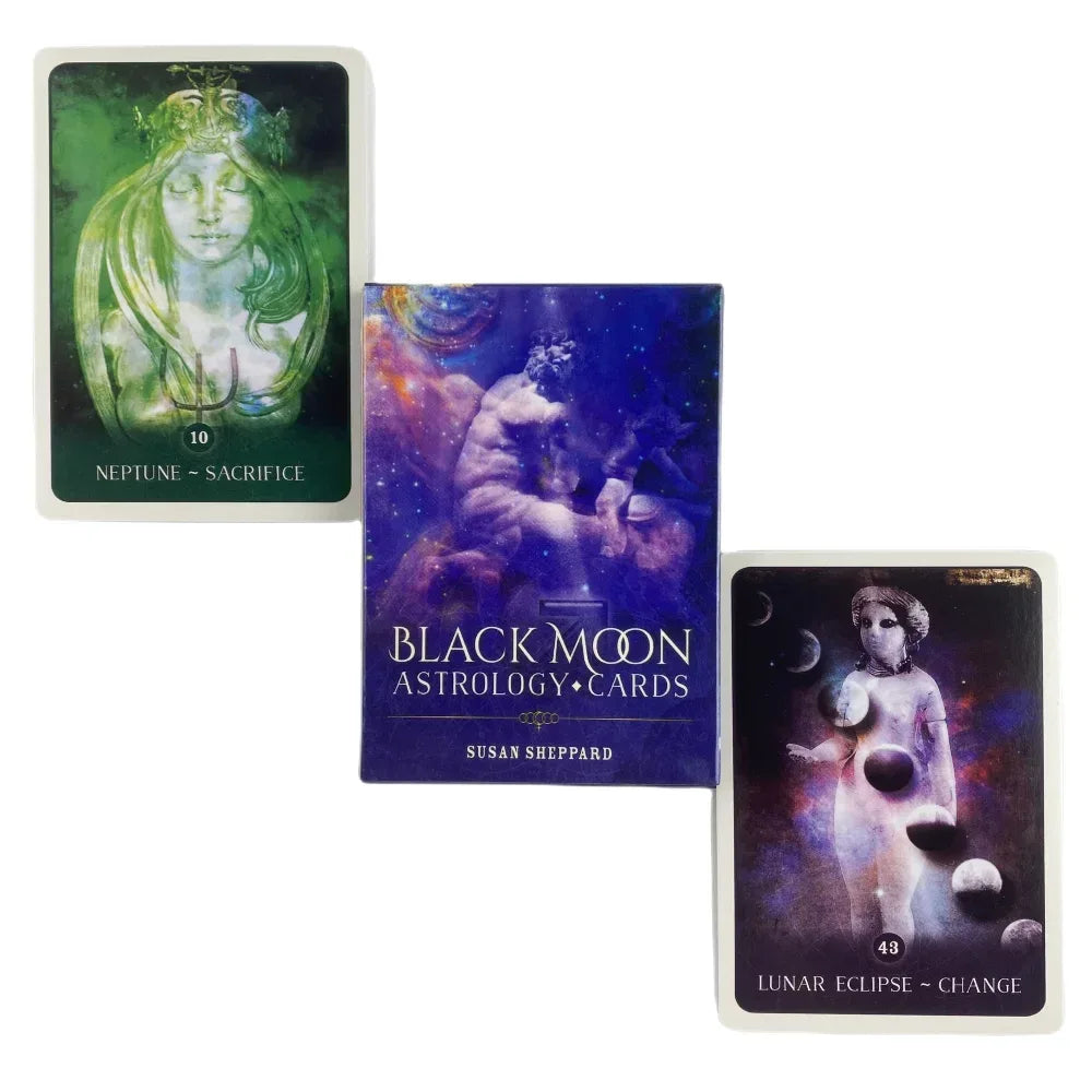 Black Moon Astrology Cards - 52-Card Deck with Guidebook for Cosmic Insight and Divination
