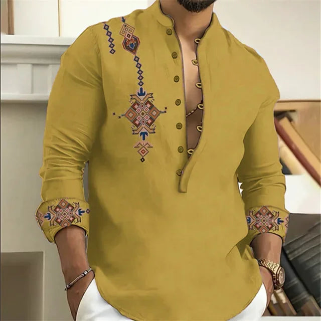 🎨 The Tribal Geometry Edition: Premium Men’s 3D Printed Retro Long-Sleeve Shirt – High-Definition Ethnic Geometric Art, 15 Signature Colorways, Breathable Outdoor Performance Fabric, and Modern Oversized Fit in Sizes XS-6XL YM0035