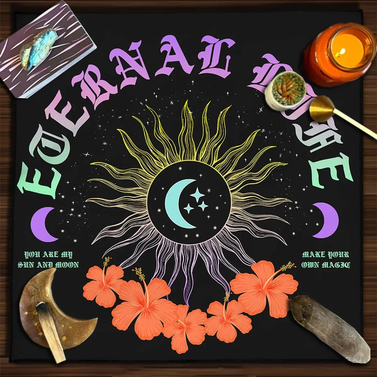 🃏 Mandala Tree of Life Tarot Tablecloth – Sea Velvet Square Butterfly Altar Cloth for Tarot Readings, Terrace Dining & Multi-Purpose Mystic Decor