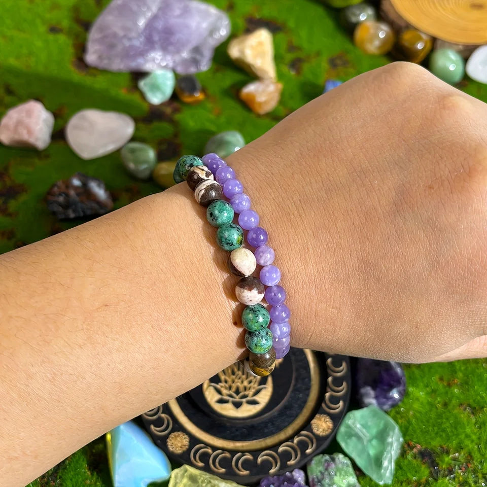 ✨ Thinker Bracelet – Handmade Natural Stone Kanbaba Jasper & Picture Jasper Jewelry for Men & Women – Unique Gift Idea