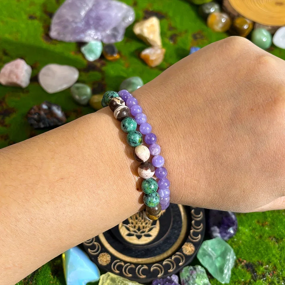 ✨ Thinker Bracelet – Handmade Natural Stone Kanbaba Jasper & Picture Jasper Jewelry for Men & Women – Unique Gift Idea