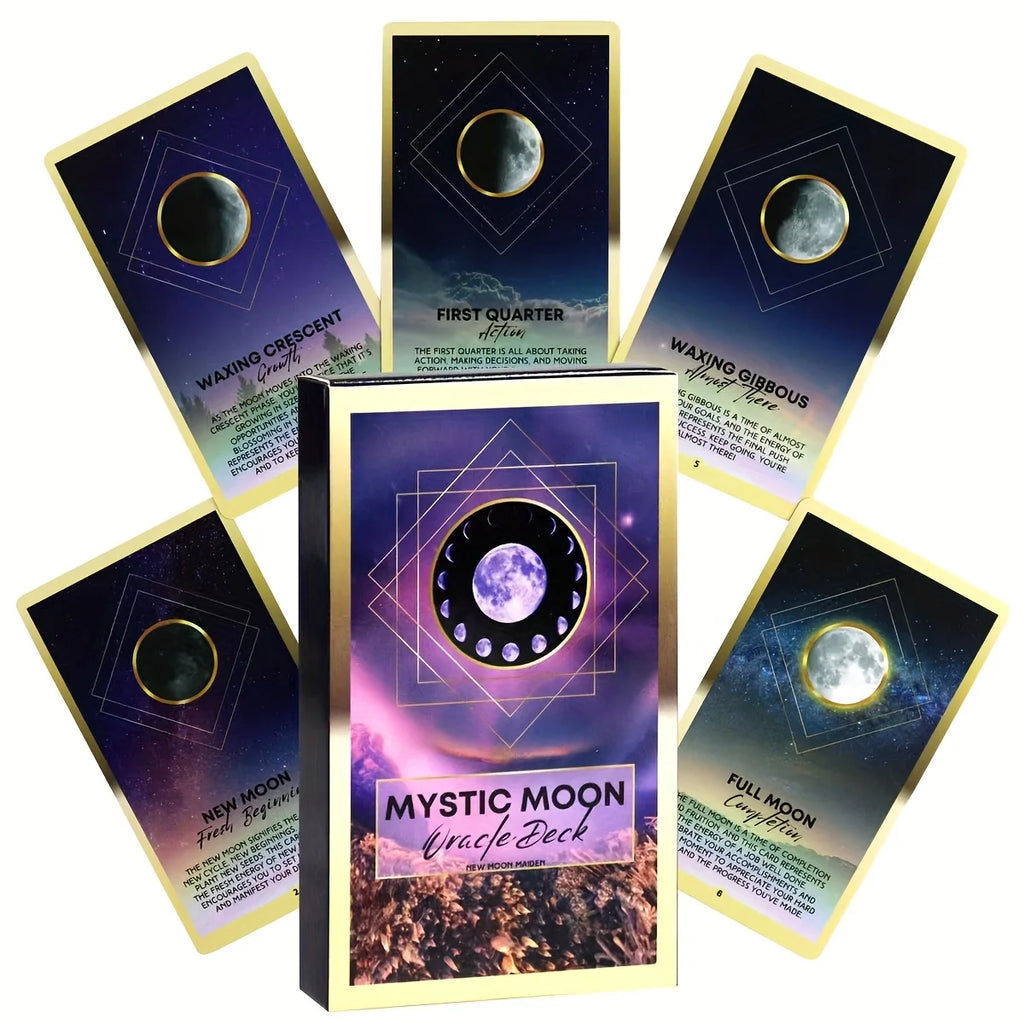 Mysterious Moon Tarot – 78 Cards Featuring Moon & Mountain with Guidebook, Moon Phase & Zodiac Interpretations