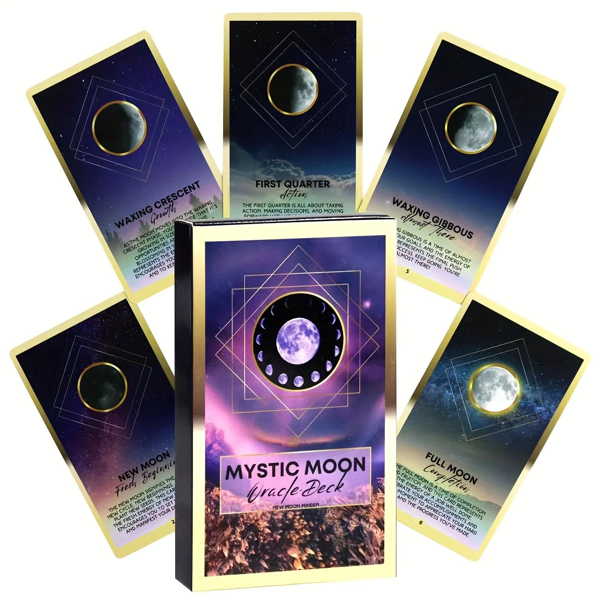 Mysterious Moon Tarot – 78 Cards Featuring Moon & Mountain with Guidebook, Moon Phase & Zodiac Interpretations