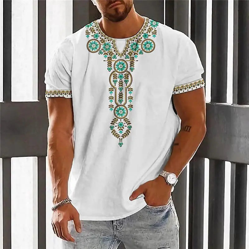 🌍 The Dashiki Street-Heritage T-Shirt: Premium Men’s Vintage Ethnic Tee – High-Definition Traditional Dashiki Print, Breathable Soft-Touch Cotton Blend, and Sophisticated Retro Streetwear Short-Sleeve H24091518094