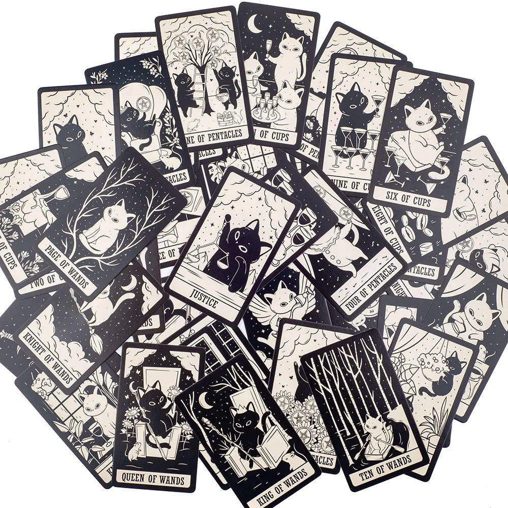Kitten Tarot Oracle Cards – 78-Card English Deck for Fate Divination, Leisure Entertainment, and Family Gathering Board Games