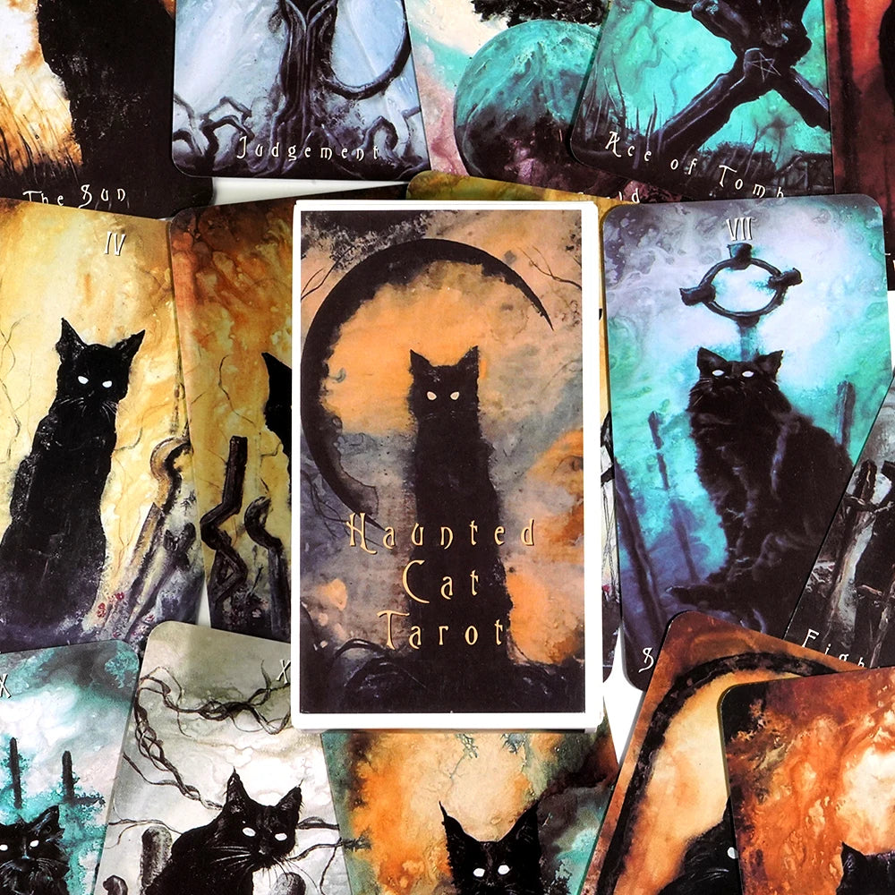 ✨ Haunted Cat Tarot – 78-Card Deck with Original Surreal & Fantasy Feline Art for Family Party Board Games