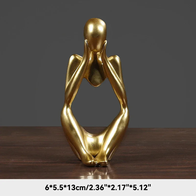 🧘‍♂️ Sand Color The Thinker Abstract Statue – Nordic Style Yoga Figurine for Living Room & Desk Decoration | Maison Home Décor | Free Shipping Golden 3