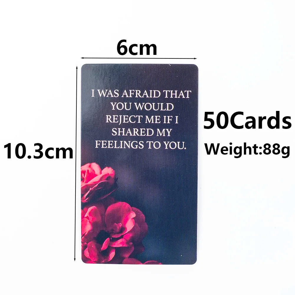 Dark Confession Oracle Cards – 50-Card Twin Flame & Love Keywords Deck with Messages for Psychic Divination and Board Games
