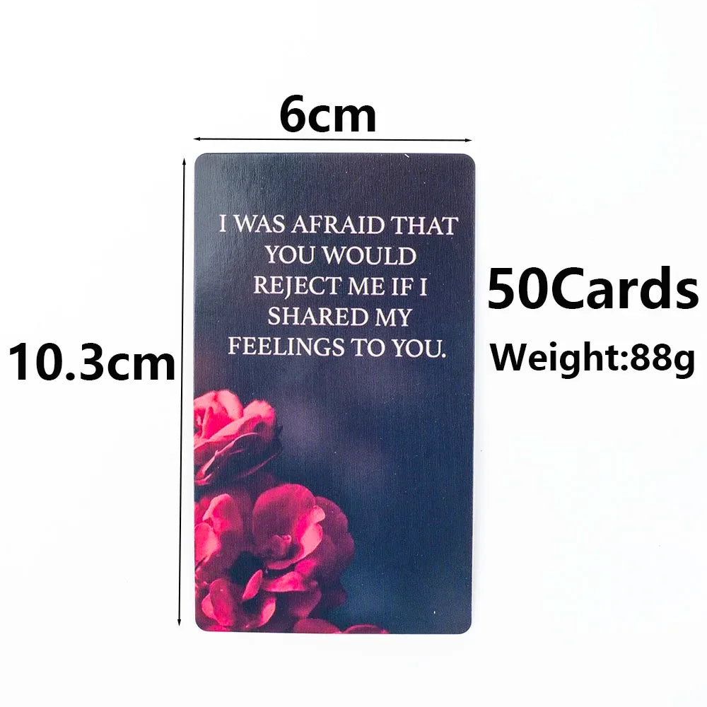 Dark Confession Oracle Cards – 50-Card Twin Flame & Love Keywords Deck with Messages for Psychic Divination and Board Games