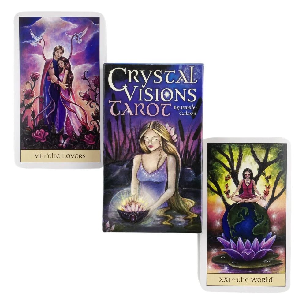 🌈 Crystal Visions Tarot Deck – Elegant 78-Card Rider-Waite Based System with Vivid Imagery for Spiritual Guidance and Entertainment