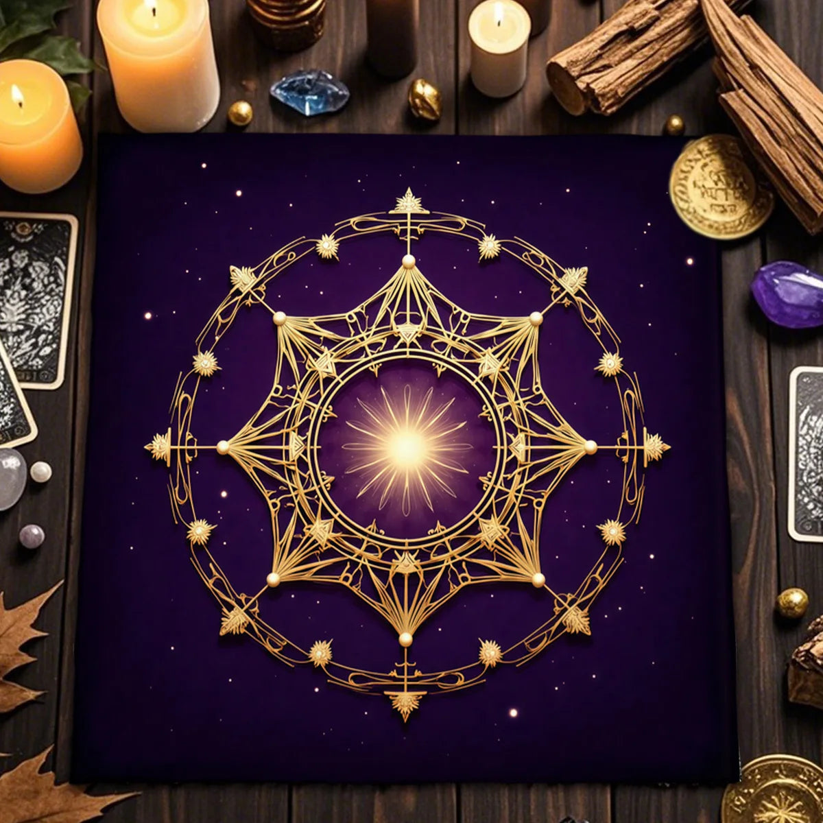 🃏 Creative Astrology Tarot Tablecloth – Altar Ritual Cloth & Party Decoration, A Perfect Gift for Tarot and Zodiac Enthusiasts TLB (952)