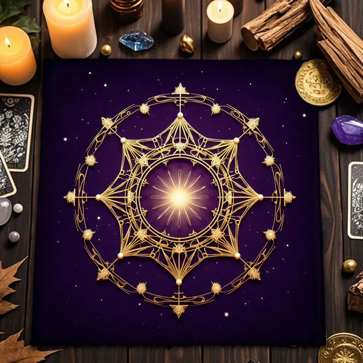 🃏 Creative Astrology Tarot Tablecloth – Altar Ritual Cloth & Party Decoration, A Perfect Gift for Tarot and Zodiac Enthusiasts TLB (952)