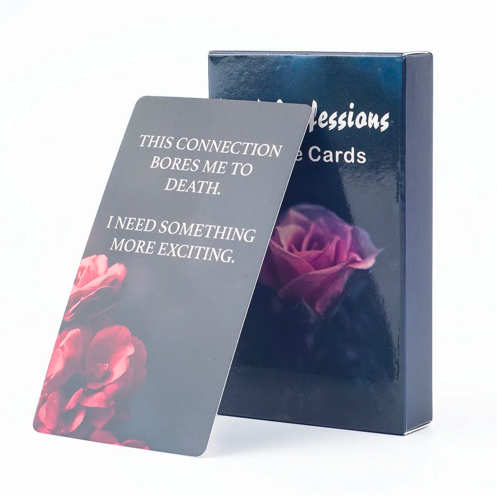 Dark Confession Oracle Cards – 50-Card Twin Flame & Love Keywords Deck with Messages for Psychic Divination and Board Games