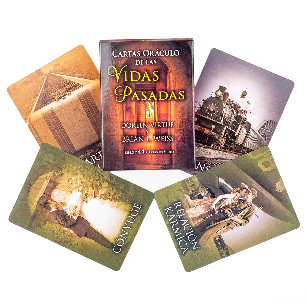 💗 Past Life Oracle Cards – 44-Card Spanish Tarot Deck for Divination & Fortune Telling