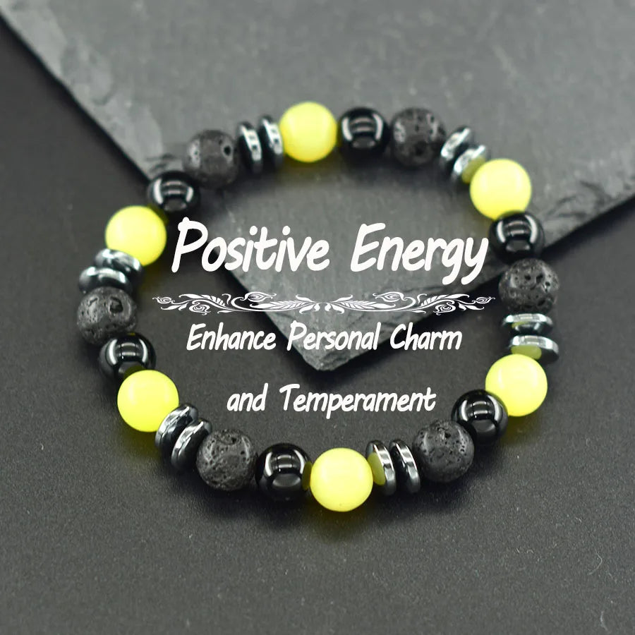 ✨ Natural Sparrow Stone and Black Volcanic Onyx Beads Bracelet – Classic Unisex Jewelry for Capillary Function and Immunity Enhancement 9 Lemon Jade 8 mm Beads