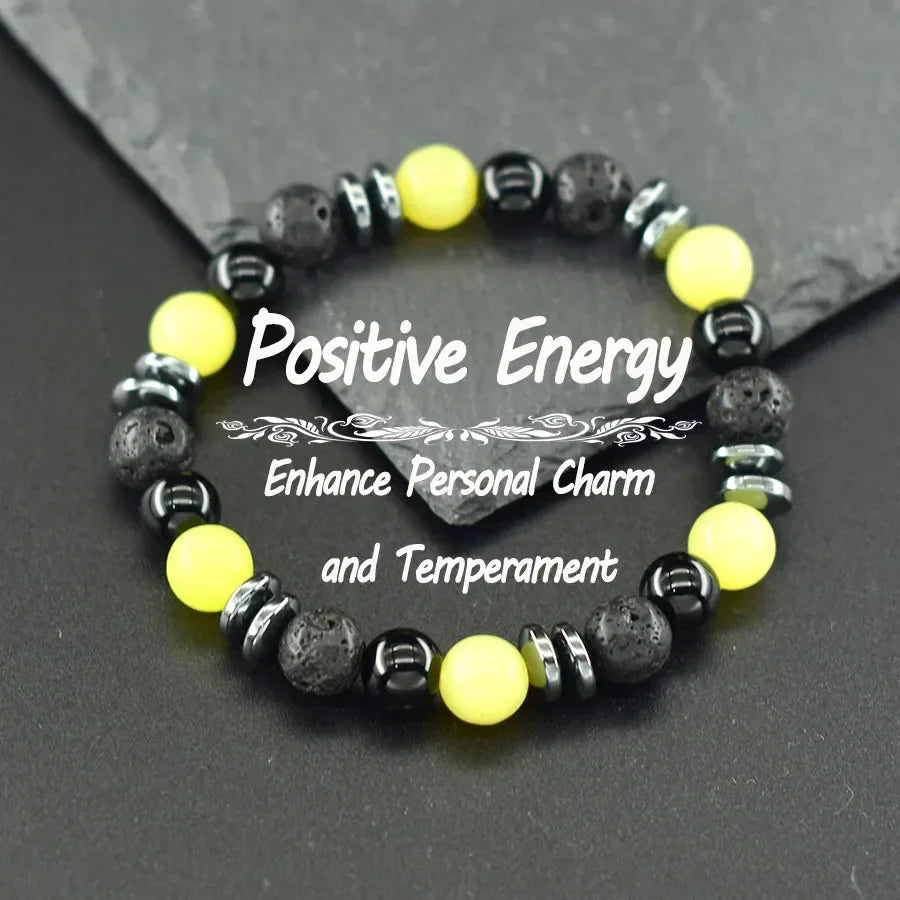 ✨ Genuine Natural Gold Swan Stone Bead Bracelet – Classic Volcanic Obsidian Design, Promoting Harmony & Prosperous Relationships for Men & Women 9 Lemon Jade 8 mm Beads