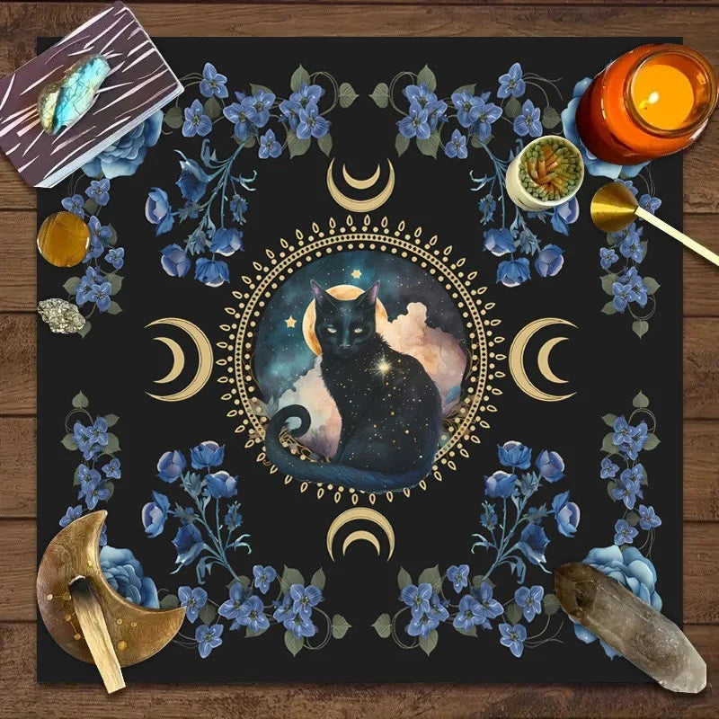 🃏 Mandala Tree of Life Tarot Tablecloth – Sea Velvet Square Butterfly Altar Cloth for Tarot Readings, Terrace Dining & Multi-Purpose Mystic Decor 024