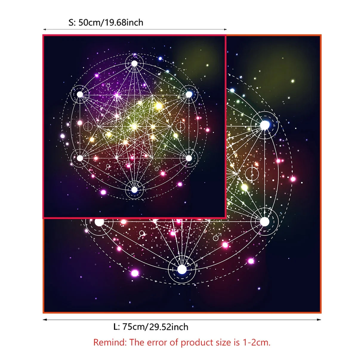 🃏 Geometric Flower of Life Tarot Tablecloth – Metatron Cube Altar Cloth & Tarot Reading Mat for Sacred Geometry Witchy Gifts