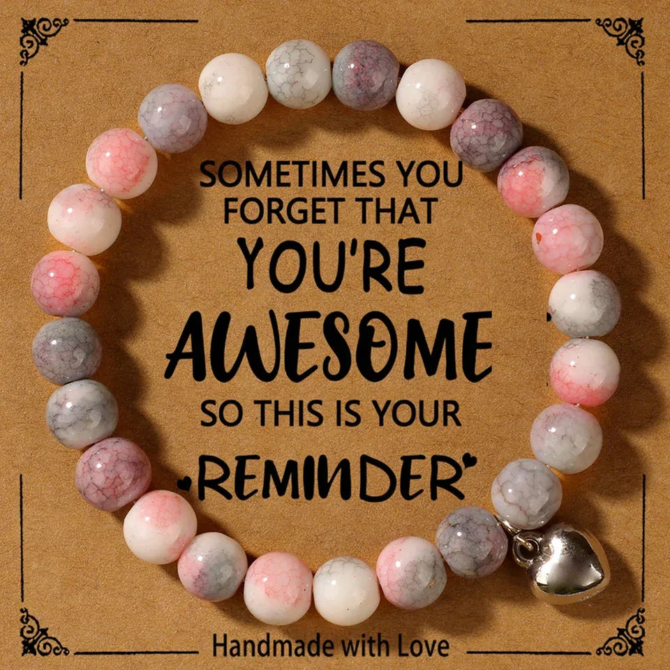 ✨ Inspirational Spiritual Jewelry Bracelet – Heart Lover Gift for Wife & Daughter – Elegant Empowerment with “Life is Tough, You Are Awesome” Letter Card