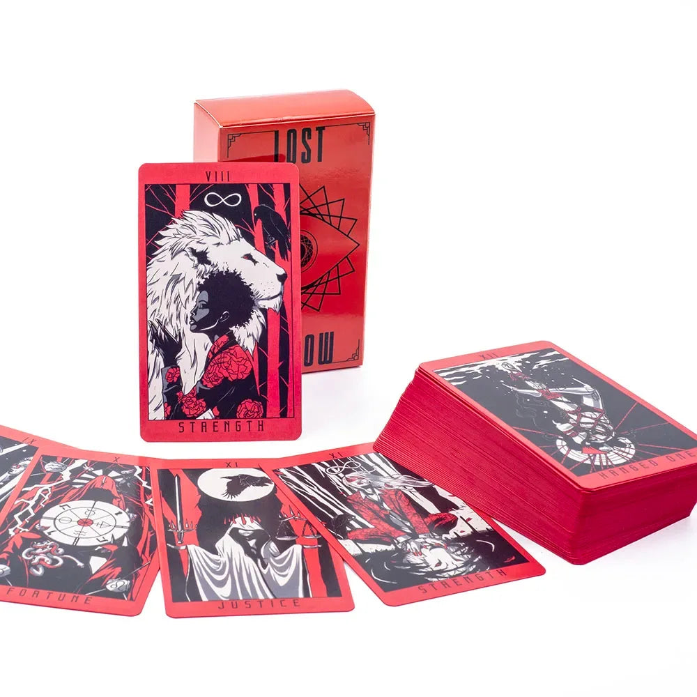 Lost Hollow Tarot Deck - 80-Card Divination Set with Red Gilded Edges & Guidebook