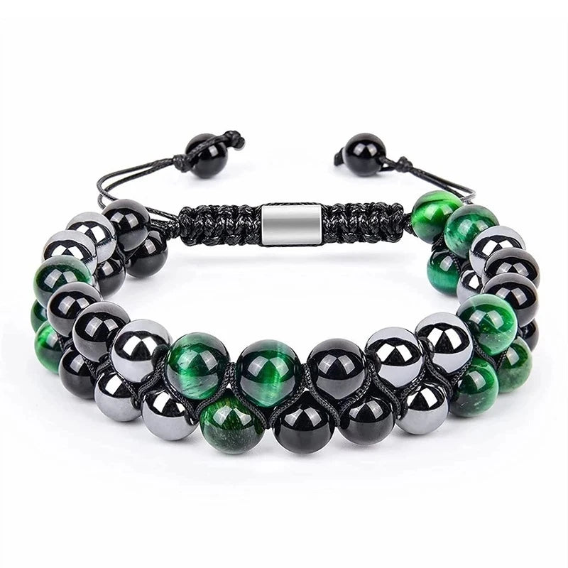 🛡️ Triple Protection Bracelet: Tiger Eye, Black Obsidian & Hematite 8mm Beads – Ultimate Energy Shield, Grounding & Healing Crystal Bangle for Men & Women 8MM-Bead Bracelet-9