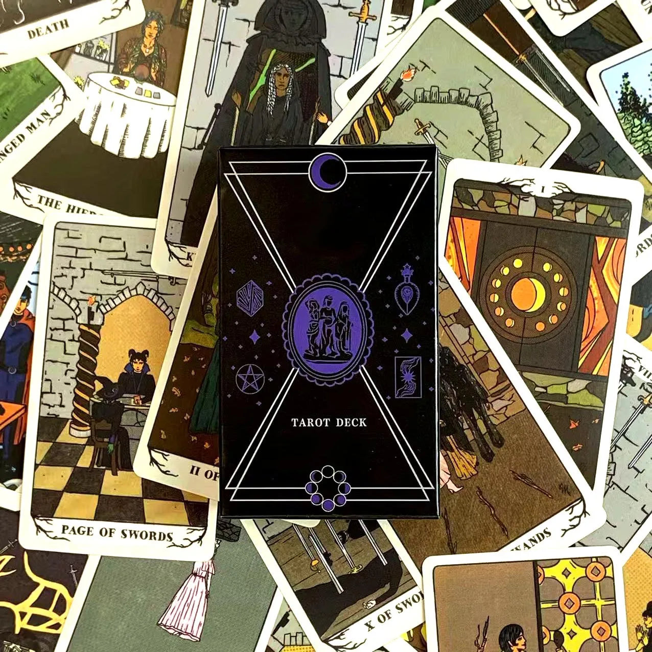 New Tarot Deck 78 Cards – English Edition for Predictive Divination, Family Games & Holiday Gifts